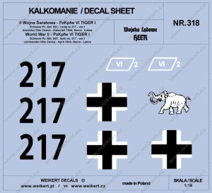 TIGER I - Otto Carius - czołg 217 - Schwere Pz. Abt. 502 , Narva - Łotwa, kwiecień 1944 - ver.1