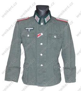 WEHRMACHT / HEER - Niemiecka polowa oficerska kurtka mundurowa - wersja letnia HBT -  artyleria - podporucznik