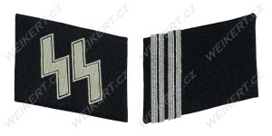 WAFFEN SS - Patki na kołnierz / Kragenspiegel - wersja w formie naszywki bevo - SS-Rottenfuhrer