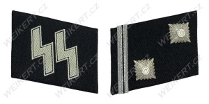 WAFFEN SS - Patki na kołnierz / Kragenspiegel - wersja w formie naszywki bevo - SS-Hauptscharfuhrer