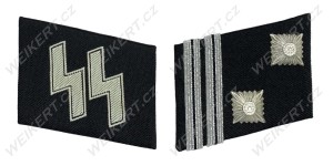 WAFFEN SS - Patki na kołnierz / Kragenspiegel - wersja w formie naszywki bevo - SS-Sturmscharfuhrer